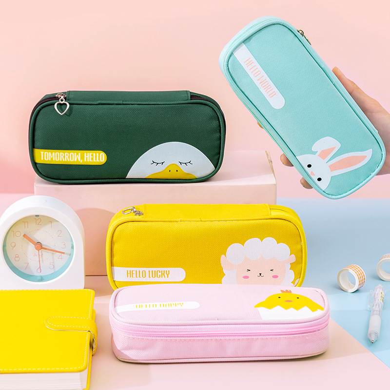 Creative stationery ins Primary School students cute simple stationery box storage pencil bag Oxford cloth cartoon pencil bag wholesale