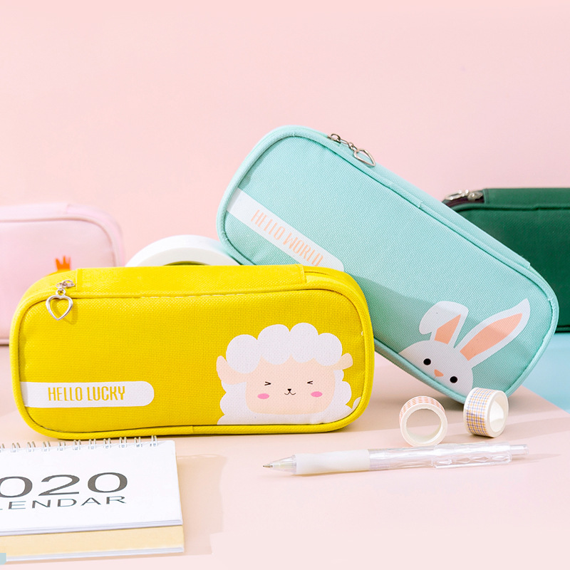 Creative stationery ins Primary School students cute simple stationery box storage pencil bag Oxford cloth cartoon pencil bag wholesale