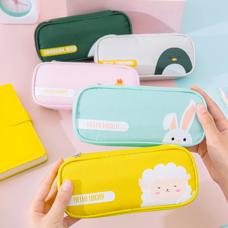 Creative stationery ins Primary School students cute simple stationery box storage pencil bag Oxford cloth cartoon pencil bag wholesale