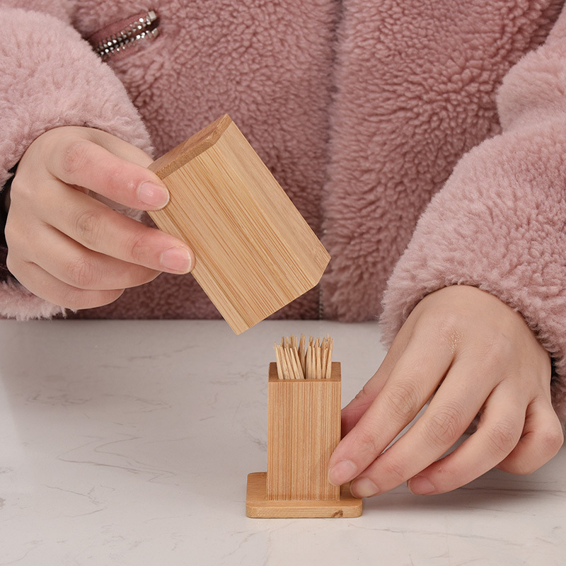 Creative Toothpick Box Home Bamboo Toothpick Tube Carving Cotton Toothpick Tube Hotel Restaurant Toothpick Jar Toothpick Bottle