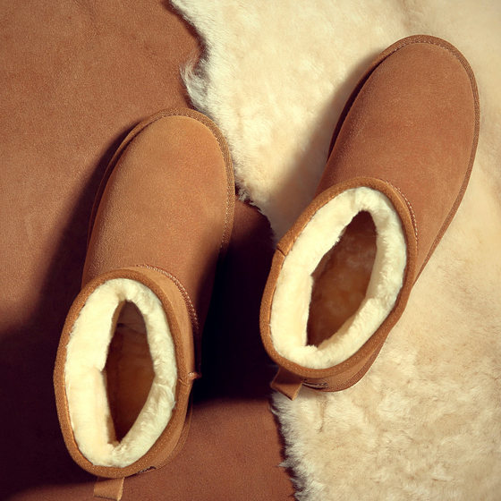 Fur One Winter Fleece-lined Thickened Leather Northeast Cotton Shoes Women's Waterproof Non-slip Warm Snow Boots for Men
