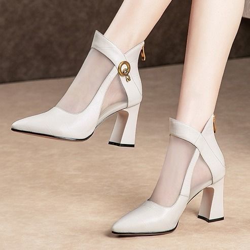 2023 summer new sandals women thick with Korean high heels pointed net boots sandals women fashion shoes a generation of hair