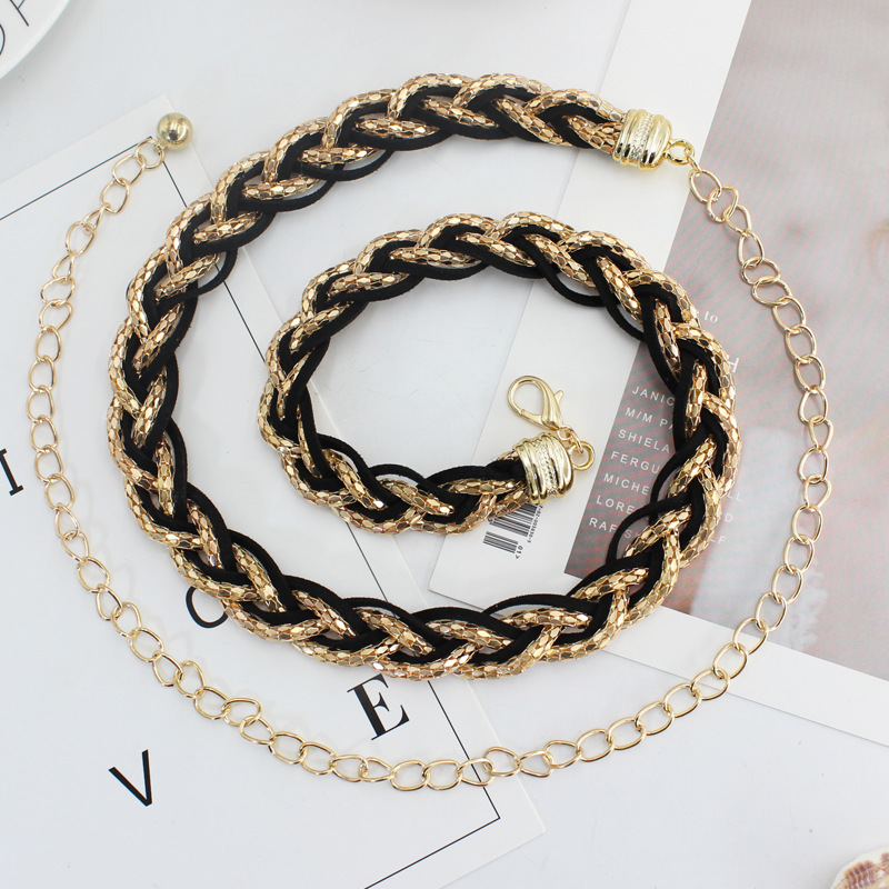 dress Beaded Hook Women's Waist Chain Korean Sweet Fashion Pearl Decorative Metal Belt Nine One-Piece Hair