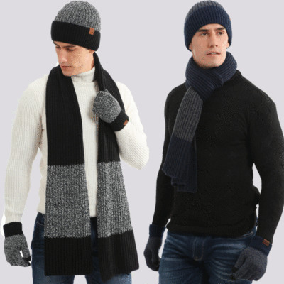 Cross-border autumn and winter thick wool cap warm suit new men's and women's hat scarf gloves three-piece gift spot