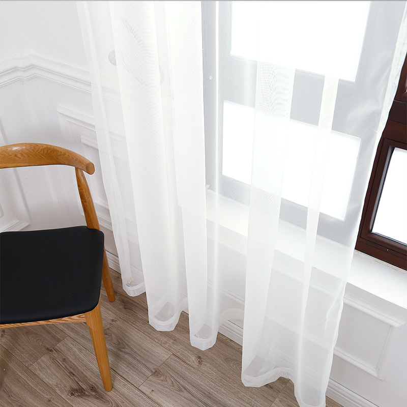 Factory sales new mesh solid color transparent window screen finished curtain window screen in stock European and American style curtain wholesale
