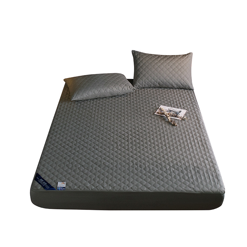 Foreign trade waterproof quilted bedspread solid color thickened Simmons mattress cover non-slip protective cover urine-proof bedspread wholesale