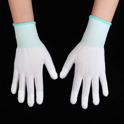 PU finger-coated gloves electronic factory practical non-slip nylon gloves labor gloves white dust-free finger-coated protective gloves