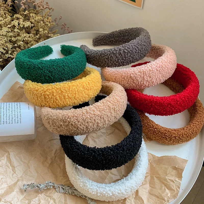 Autumn and Winter New Explosions Lamb Wool Wool European and American ins Sponge Wide Edge Light Plate Hair Hoop Head Hoop Pressure Hair Buckle for Women