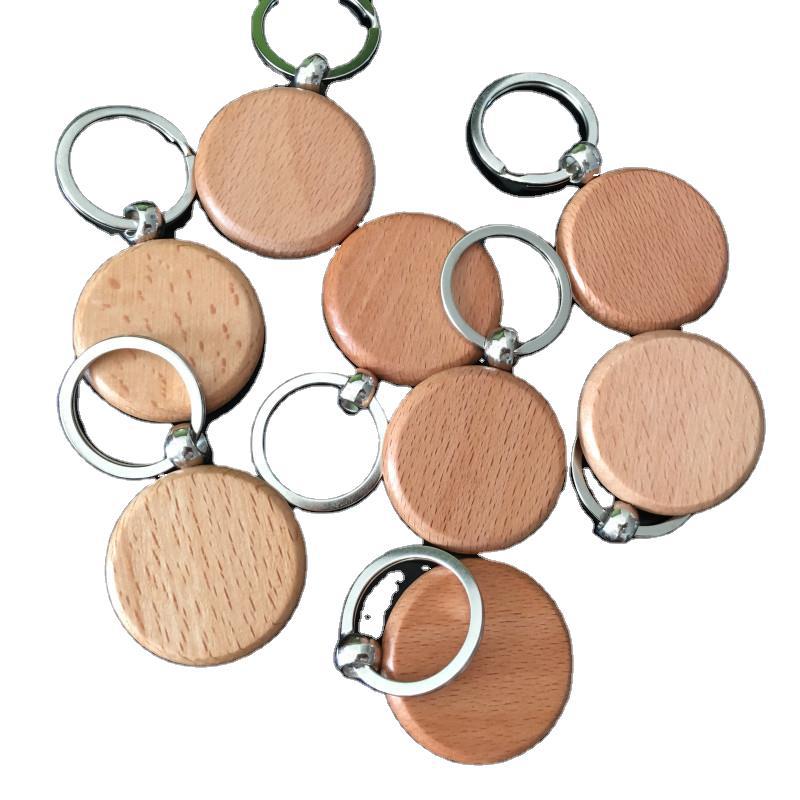Wholesale in stock wood products solid wood creative key ring beech wood key chain pendant home supplies