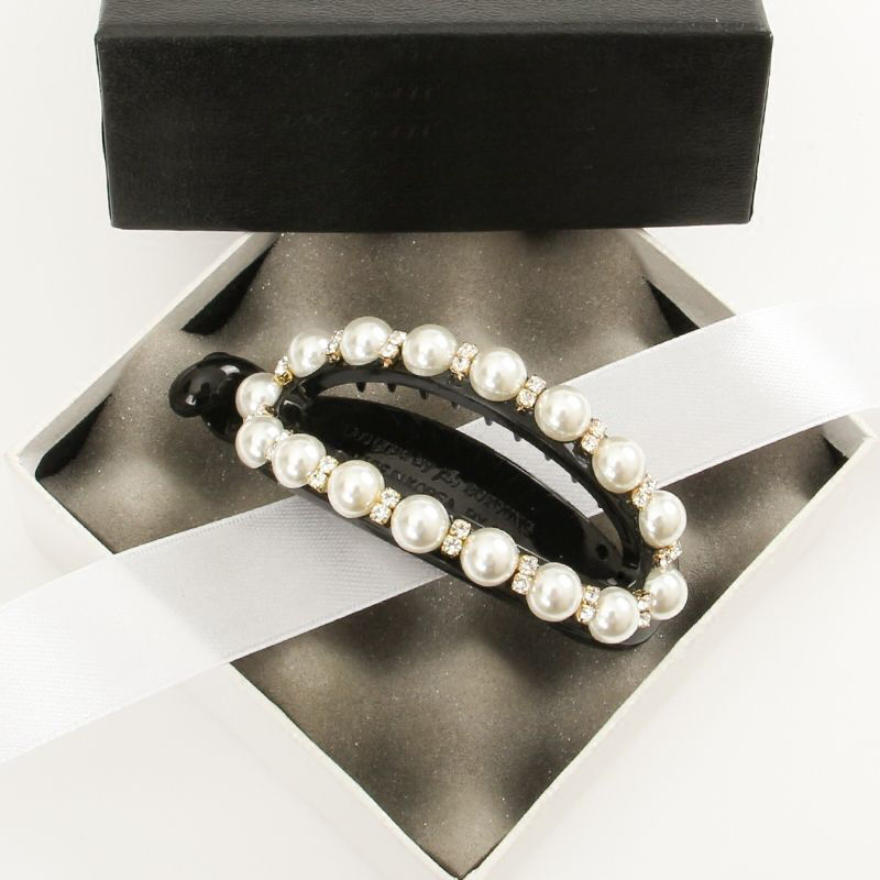 Fermaglio per capelli ovale cavo con strass di perle alla moda coreana, accessori per capelli all'ingrosso, fermaglio per coda di cavallo per adulti, grande fermaglio a torsione, fermaglio con impugnatura all'ingrosso_voghion.com