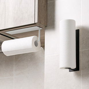 T Punch-free Roll Paper Rack Kitchen Tissue Rack Preservation Film Storage Rack Roll Paper Rack Self-adhesive Seamless Wall-mounted Storage Rack