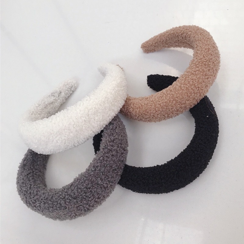 Autumn and Winter New Explosions Lamb Wool Wool European and American ins Sponge Wide Edge Light Plate Hair Hoop Head Hoop Pressure Hair Buckle for Women
