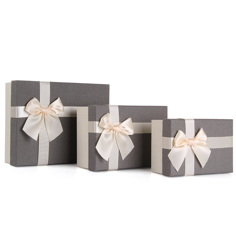 Manufacturer gray gift box creative bow packaging box rectangular gift box gift box wholesale