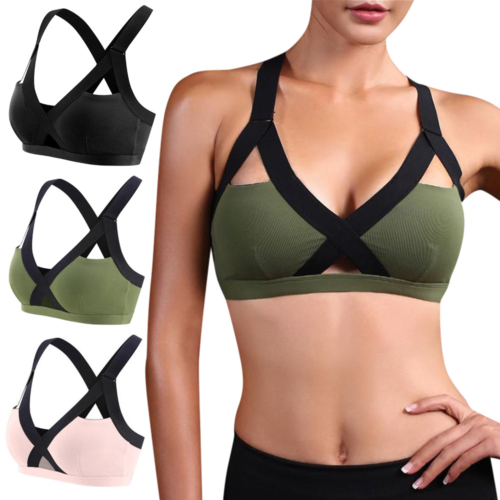Sports Underwear Women's Running Training Fitness Bra Belt Chest Mat No Steel Ring Beauty Back Yoga Suit Pilates Top