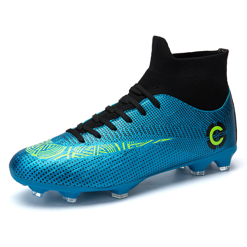 2039 High-top Football Shoes Men's and Women's Socks Mouth Foot Large Size Cross-border Leather Spike Crushed Nail Flat Training Shoes