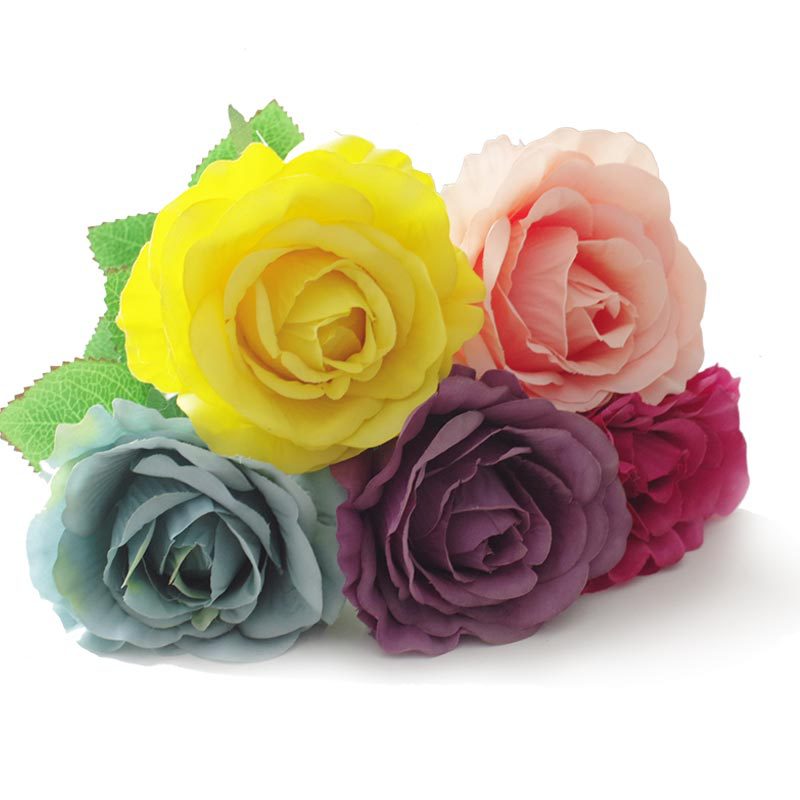 High simulation rose flower head factory wholesale direct sales wedding wedding scene layout flower Flower Wall Arch silk flower