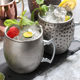 Cross-border hot selling mule Moscow mule Cup 304 stainless steel copper plated hammer point Cup light body wine glass cocktail Cup