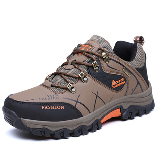 Autumn and winter men's shoes hiking shoes cotton-padded shoes low-top leather velvet padded warm large size cross-border outdoor hiking cross-country shoes