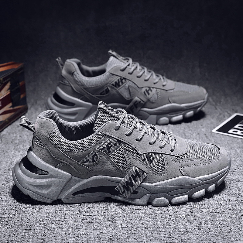 Spring and Summer New Breathable Mesh Sports Men's Shoes Casual Shoes Men's Korean-style Fashionable ins White Elevated Fashionable Shoes