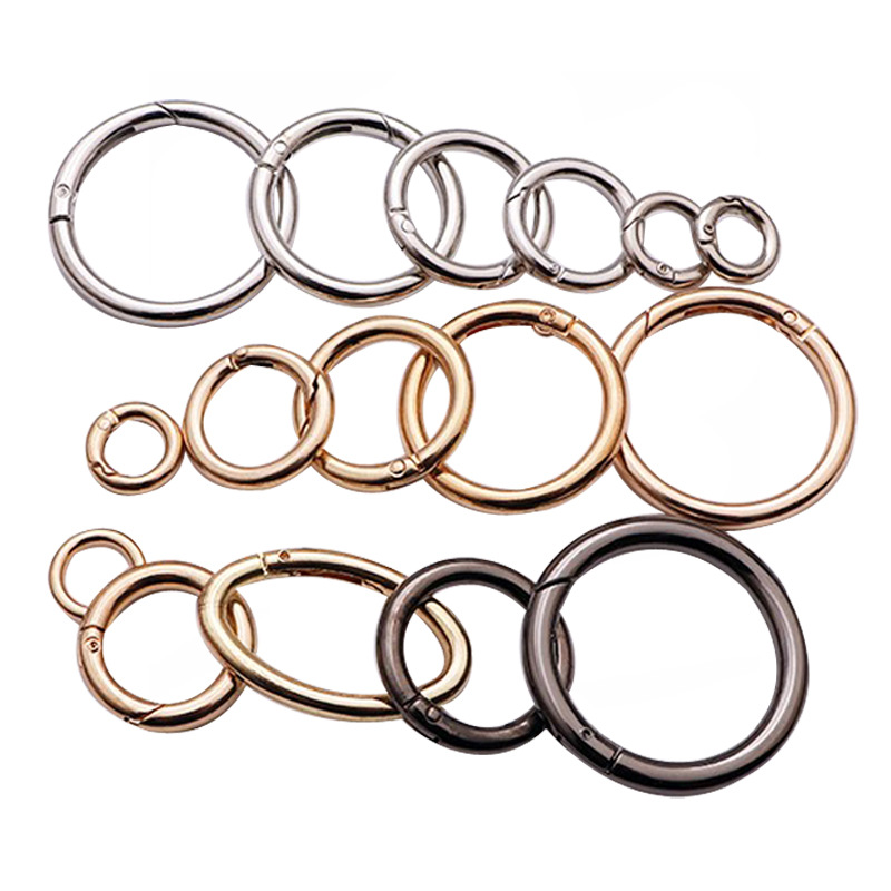 Spring ring buckle alloy press opening ring car key ring plush women's bag hanging buckle jewelry diy accessories