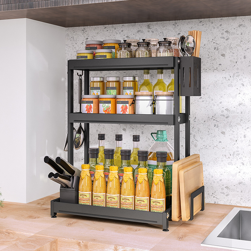 Kitchen Seasoning Rack Table Top Seasoning Rack Multifunctional Seasoning Seasoning Oil Salt Sauce Vinegar Storage Rack Rack