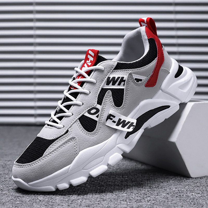 Spring and Summer New Breathable Mesh Sports Men's Shoes Casual Shoes Men's Korean-style Fashionable ins White Elevated Fashionable Shoes