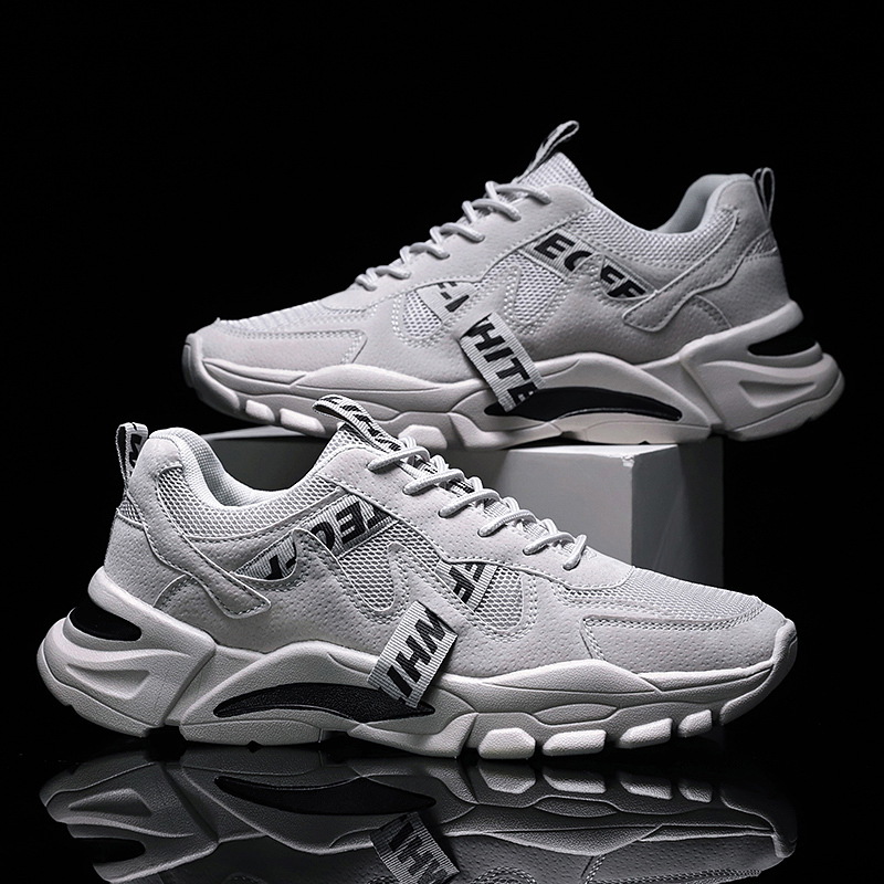 Spring and Summer New Breathable Mesh Sports Men's Shoes Casual Shoes Men's Korean-style Fashionable ins White Elevated Fashionable Shoes
