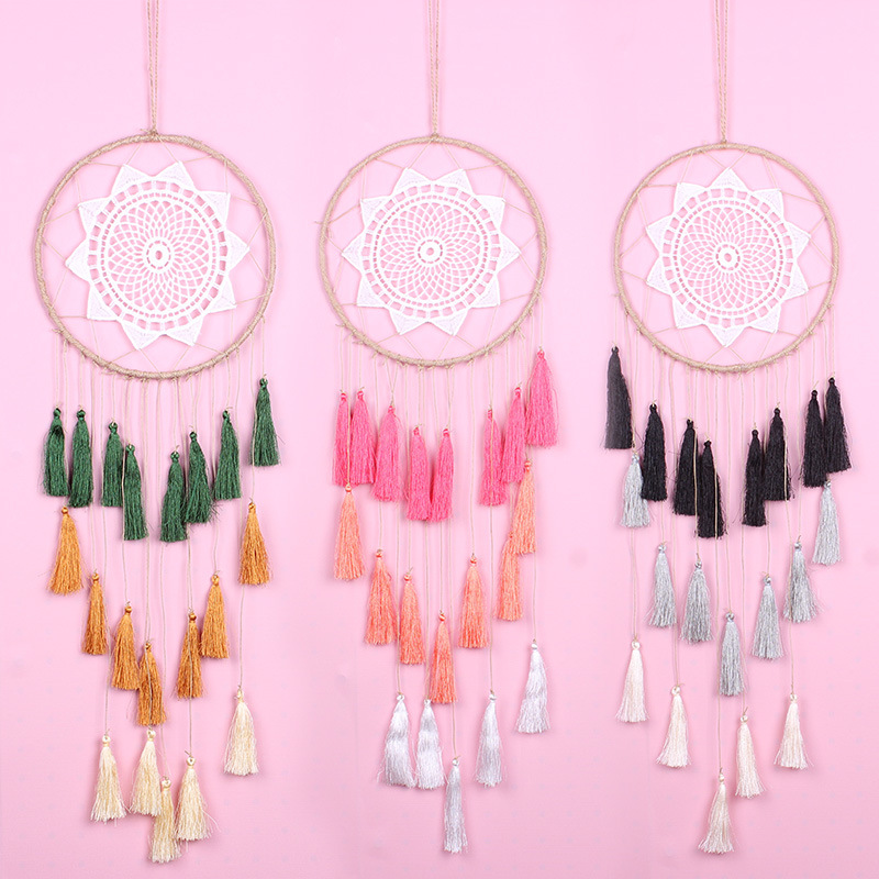 New Indian Style Lace Hand-woven Dream Catcher Silk Nylon Tassel Dream Catcher Home Wall Decoration Dream Catcher