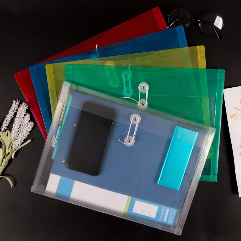Transparent PP File Bag Wraping Rope File Office Storage Bag Making Student Data Test Paper File Bag