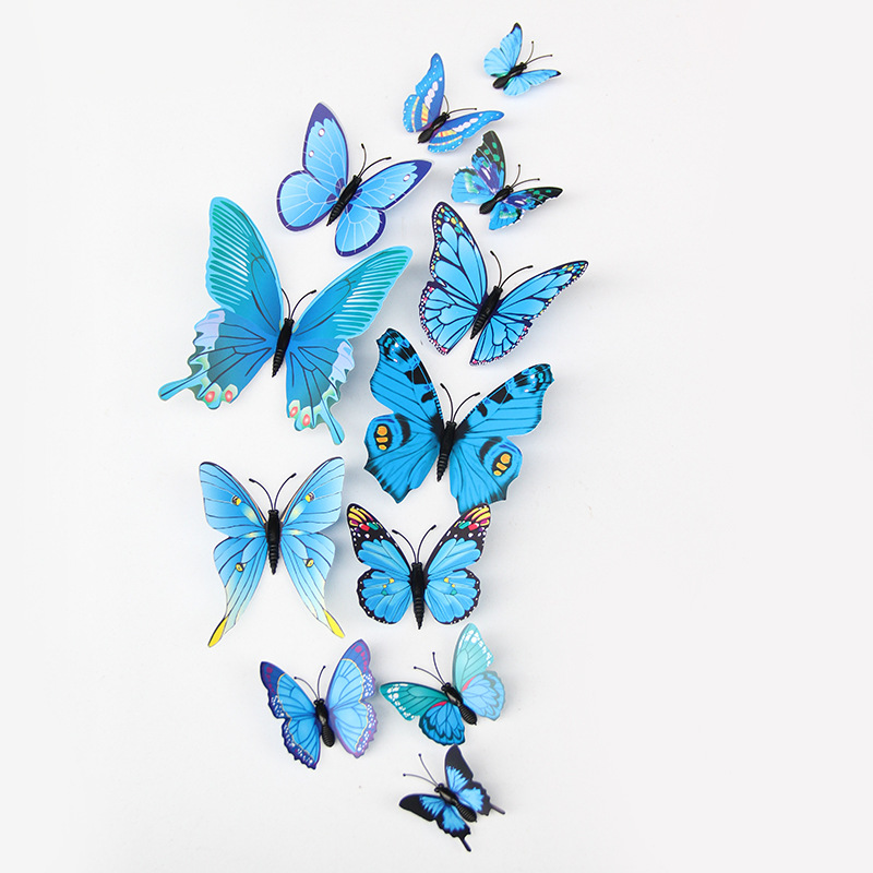 Home decoration simulation butterfly 12 PCs PVC magnetic refrigerator stickers 3D three-dimensional simulation butterfly magnet wall stickers