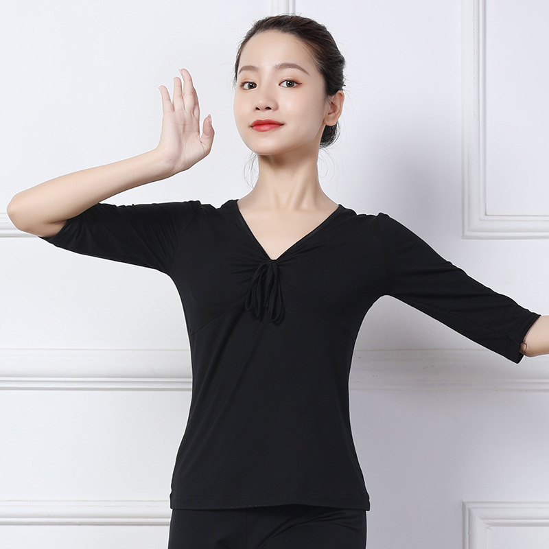 Dance Suit Top Modern Dance Art Test Suit Square Dance Practice Suit Adult Female Ballet Bow Dance Suit