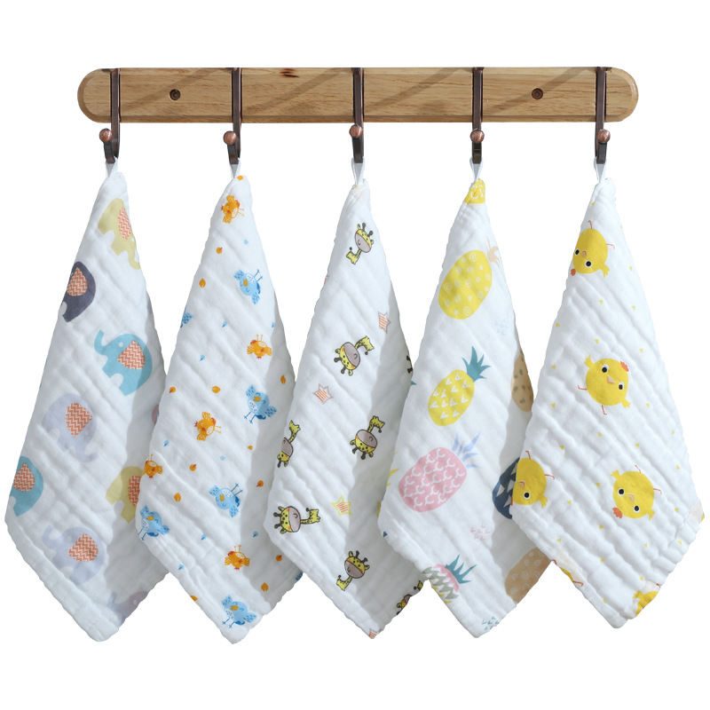 Six layers of 25x 25cm pure cotton A gauze small square towel baby towel absorbent children's treasure face handkerchief milk towel