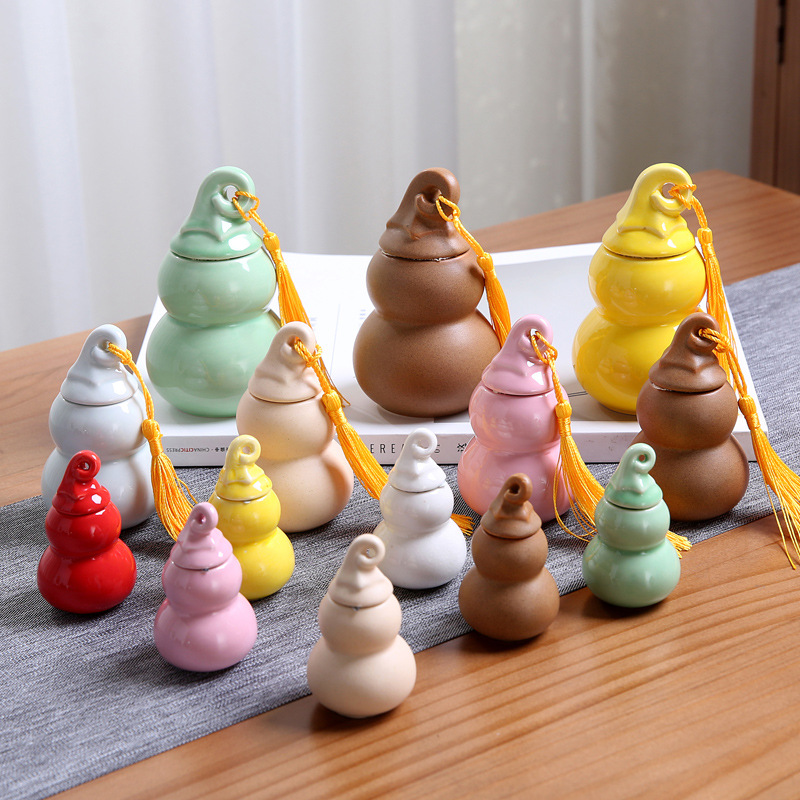 Small size mini glaze ceramic jar medicine jar tea jar fragrant powder ointment jar sealed gourd jar gift box