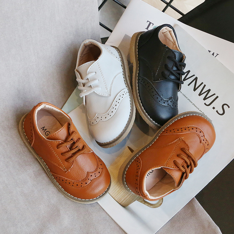 Korean Style Boys Single Shoes 2022 Spring New Children's Retro Leather Shoes Soft Sole Children's Shoes Baby Shoes