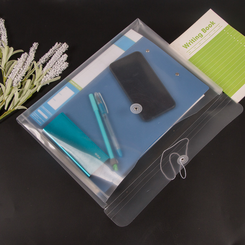 Transparent PP File Bag Wraping Rope File Office Storage Bag Making Student Data Test Paper File Bag
