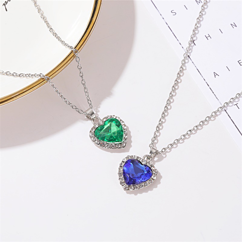 Cross-border Hot Selling Jewelry Titanic Crystal Gem Love Necklace Temperament Classic Ocean Heart Necklace