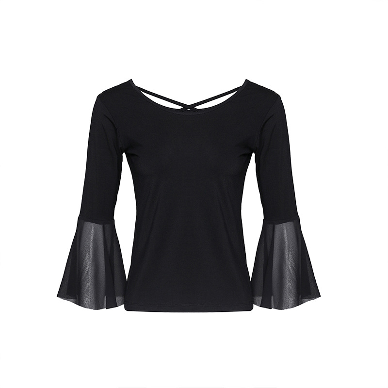 Modal Dance Costume Women's Horn Sleeve Adult Dancing Top Elegant Backless Square Dance Costume in stock Hair