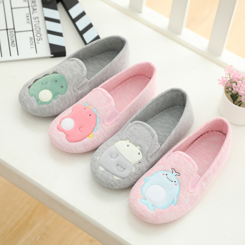 Spring and Autumn Cartoon Animal Cute Dinosaur Indoor Home Shoes Summer Air-conditioned Room Moon Shoes Cotton Cloth Floor Drag Pregnant Women