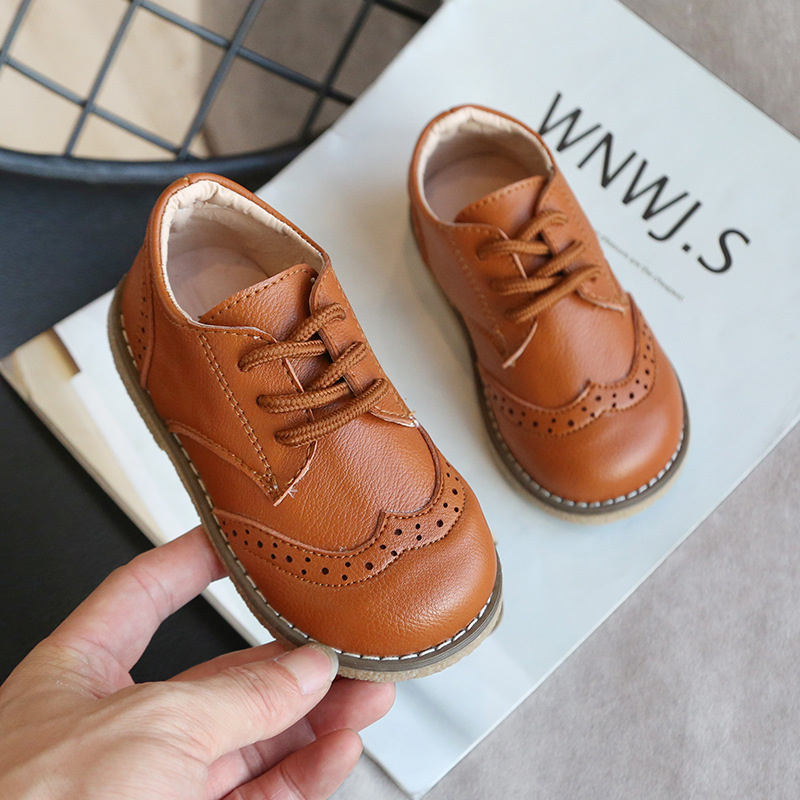 Korean Style Boys Single Shoes 2022 Spring New Children's Retro Leather Shoes Soft Sole Children's Shoes Baby Shoes