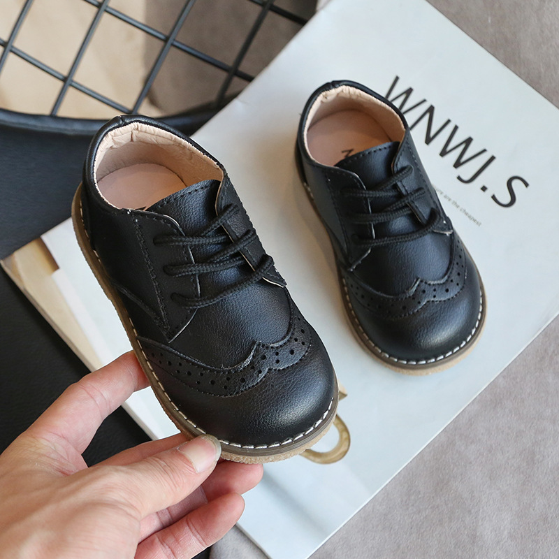 Korean Style Boys Single Shoes 2022 Spring New Children's Retro Leather Shoes Soft Sole Children's Shoes Baby Shoes