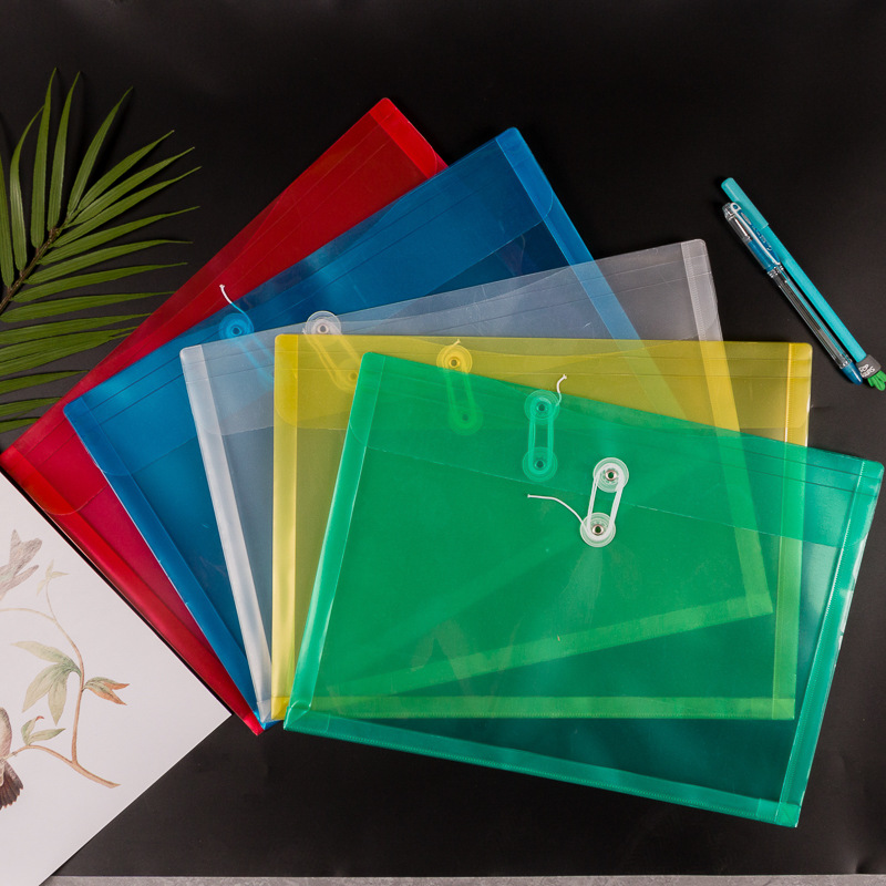 Transparent PP File Bag Wraping Rope File Office Storage Bag Making Student Data Test Paper File Bag