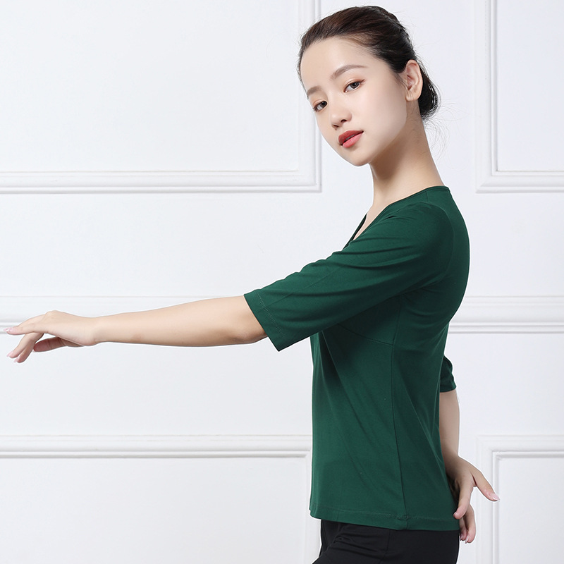 Dance Suit Top Modern Dance Art Test Suit Square Dance Practice Suit Adult Female Ballet Bow Dance Suit