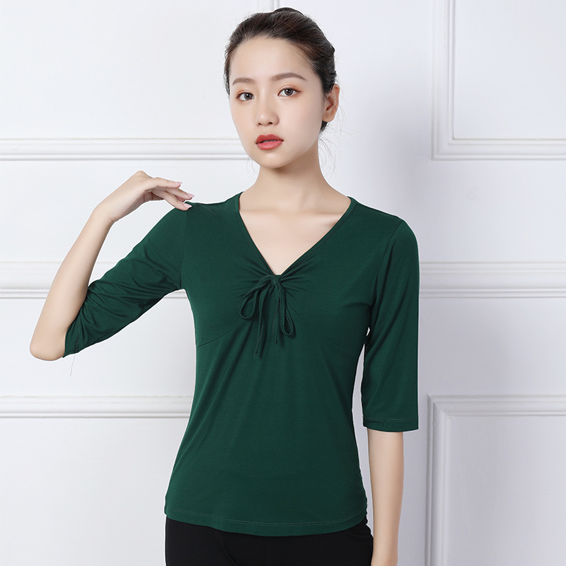 Dance Suit Top Modern Dance Art Test Suit Square Dance Practice Suit Adult Female Ballet Bow Dance Suit