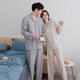 Factory direct pure cotton pajamas double gauze long sleeve good home Clothing Spring and Autumn couple's non-printed Japanese style