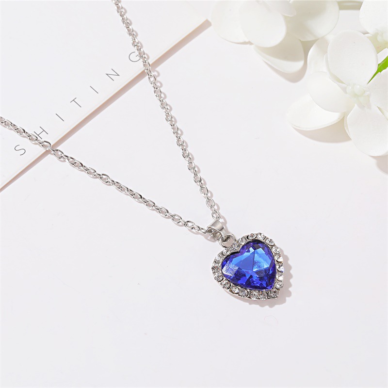 Cross-border Hot Selling Jewelry Titanic Crystal Gem Love Necklace Temperament Classic Ocean Heart Necklace