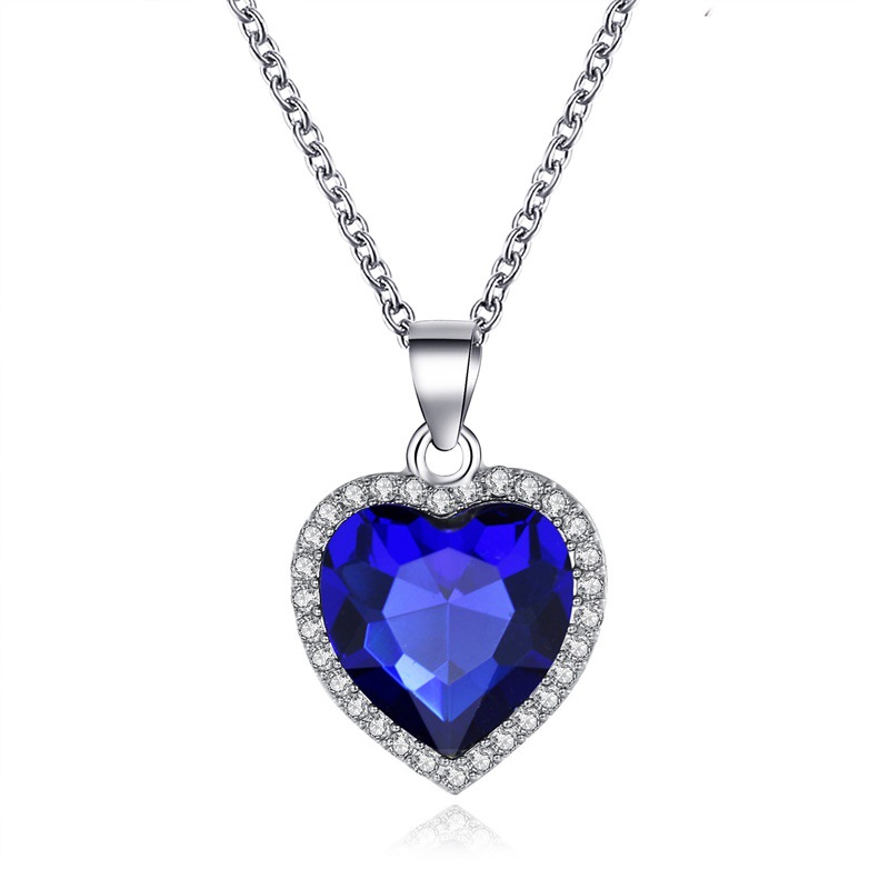 Cross-border Hot Selling Jewelry Titanic Crystal Gem Love Necklace Temperament Classic Ocean Heart Necklace