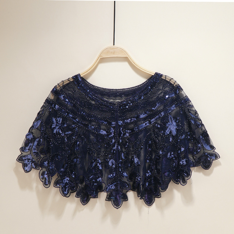 Cross Border 1920s Vintage Sequin Shawl Mesh Sequin Cardigan Short Dress Ball Shawl Dress Waistcoat