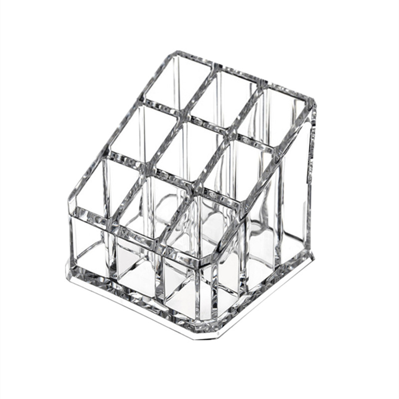 9格子口红展示架 透明斜面唇膏唇釉收纳盒桌面梳妆台化妆品置物架