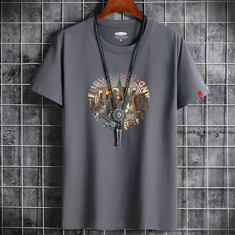 Summer plus large size men's short sleeve T-shirt cotton half sleeve round neck loose large sports T-shirt wholesale