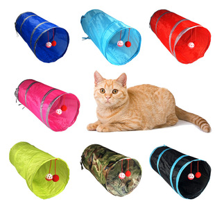 Cross-border Pet Cat Tunnel Toy Foldable Color Printing Flower Bell Small Channel Single-layer Rolling Earth Dragon